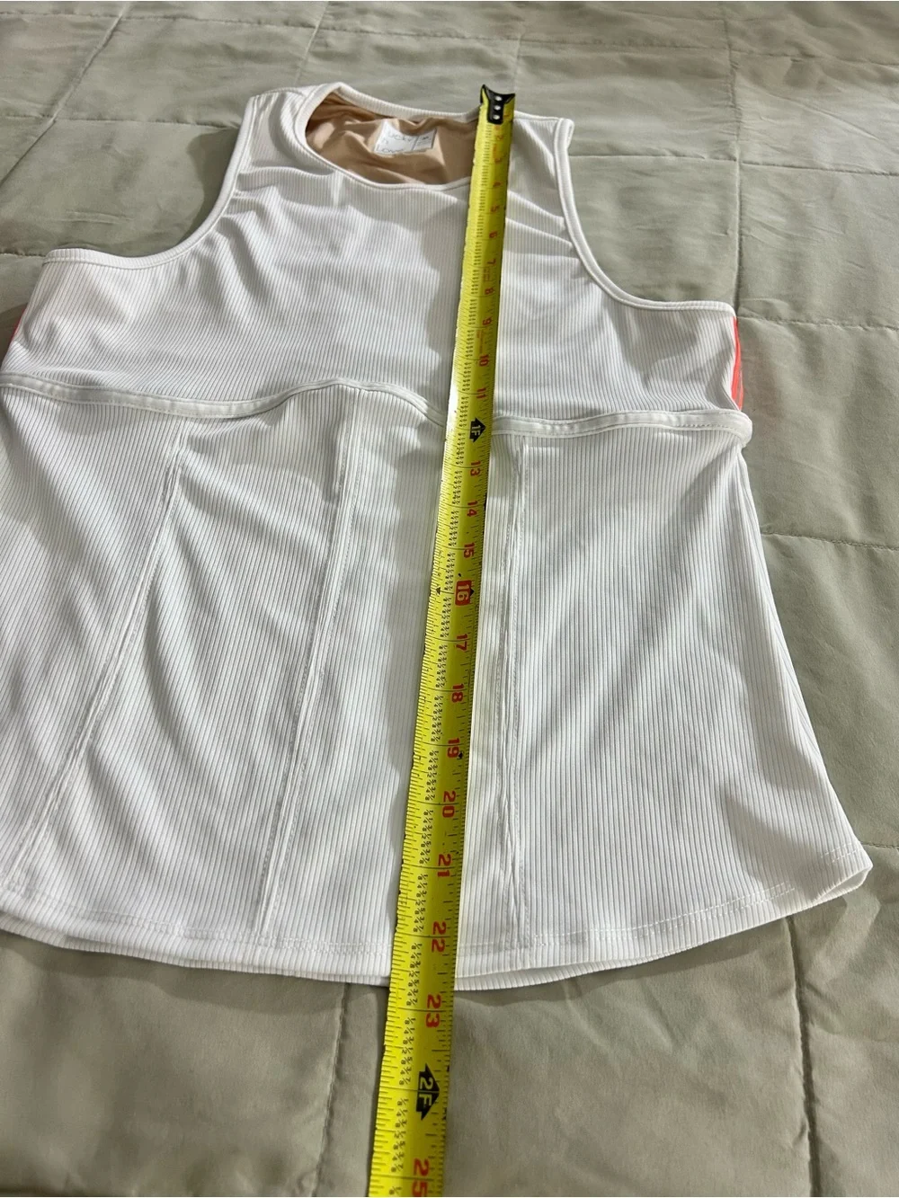 Lucky in Love White Racerback Tank with Lace Back Panel, Women’s Medium - Tennis
